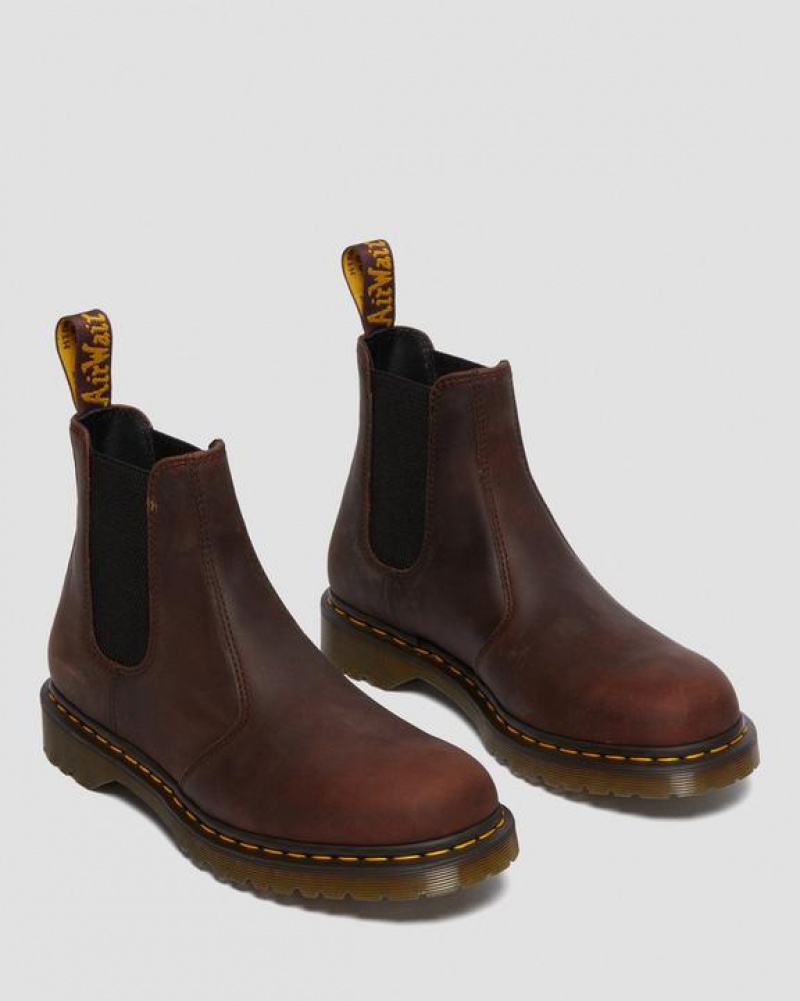 Brown Women's Dr Martens 2976 Waxed Full Grain Leather Chelsea Boots | USA_Dr88825