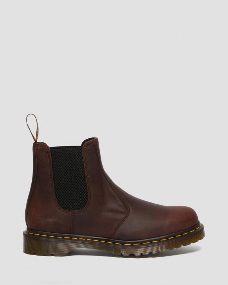 Brown Women's Dr Martens 2976 Waxed Full Grain Leather Chelsea Boots | USA_Dr88825