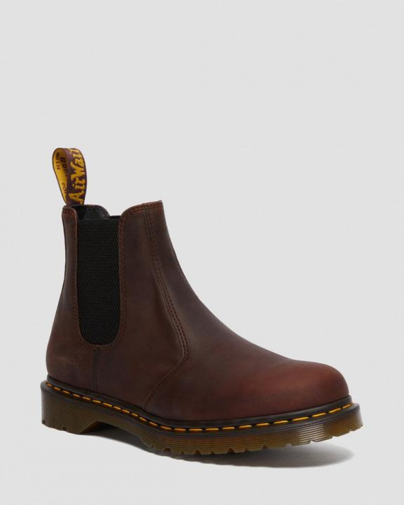 Brown Women\'s Dr Martens 2976 Waxed Full Grain Leather Chelsea Boots | USA_Dr88825