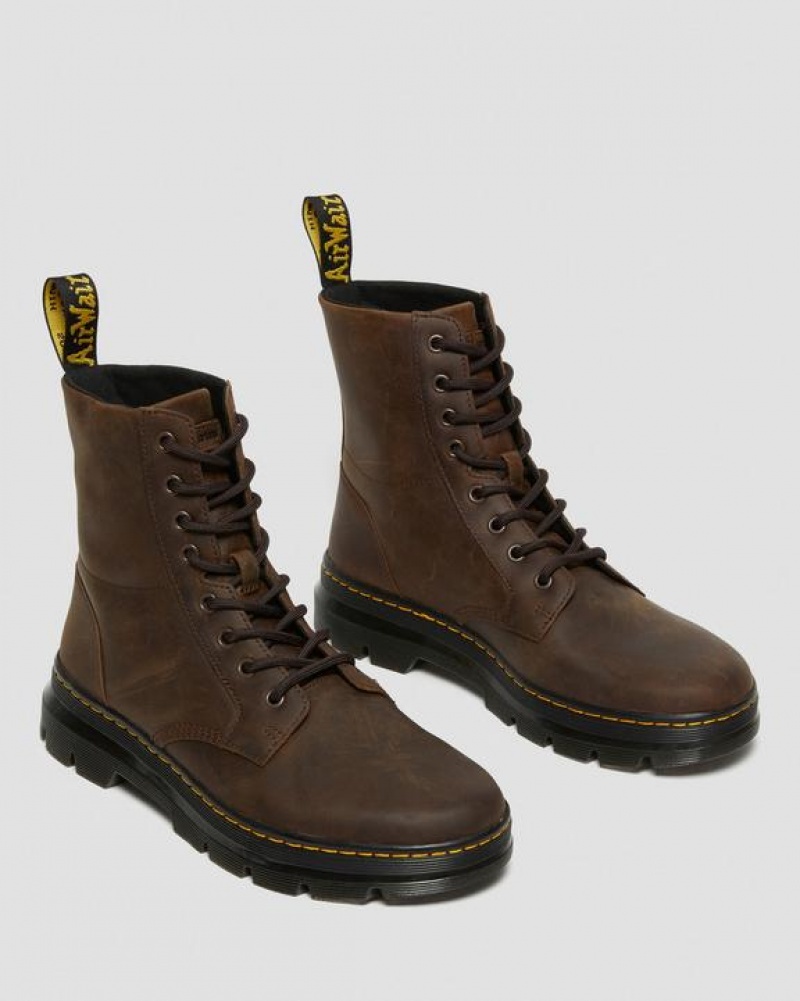 Brown Women's Dr Martens Combs Crazy Horse Leather Casual Boots | USA_Dr97233