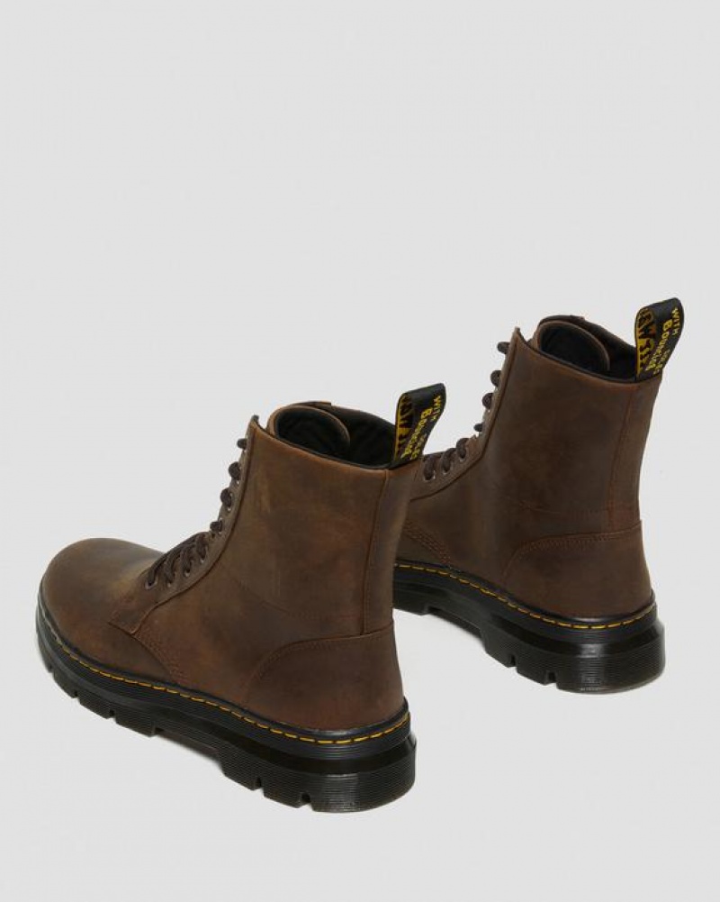 Brown Women's Dr Martens Combs Crazy Horse Leather Casual Boots | USA_Dr97233