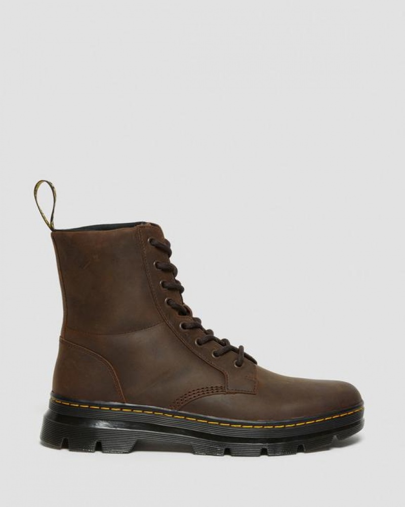 Brown Women's Dr Martens Combs Crazy Horse Leather Casual Boots | USA_Dr97233