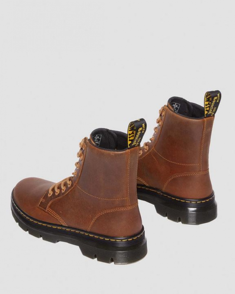 Brown Women's Dr Martens Combs Pull Up Leather Casual Boots | USA_Dr52140