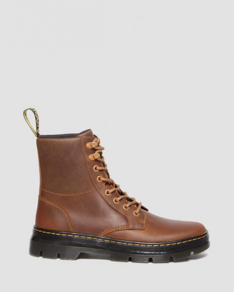 Brown Women's Dr Martens Combs Pull Up Leather Casual Boots | USA_Dr52140