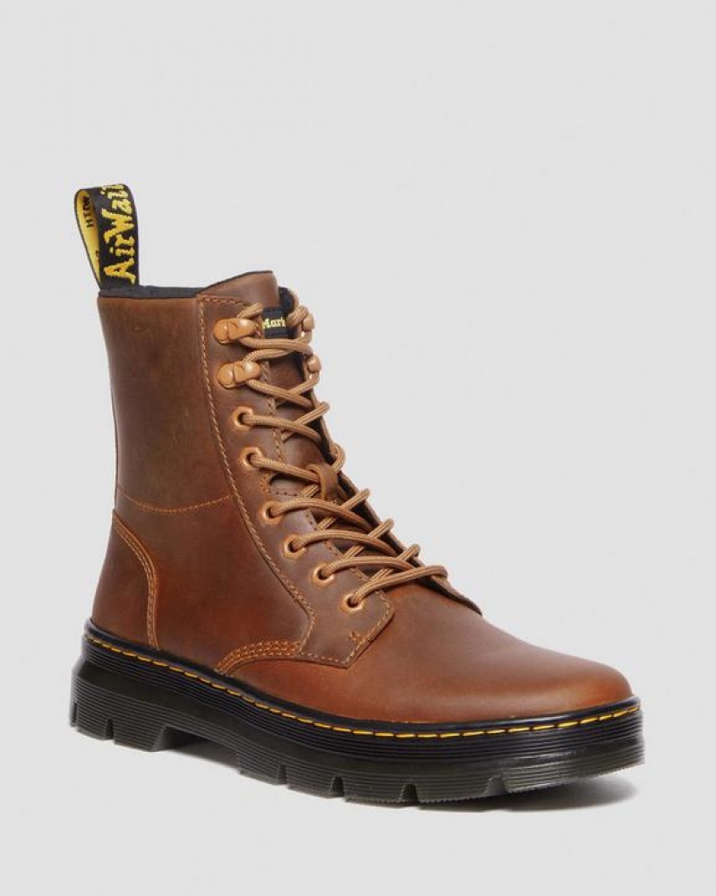 Brown Women\'s Dr Martens Combs Pull Up Leather Casual Boots | USA_Dr52140