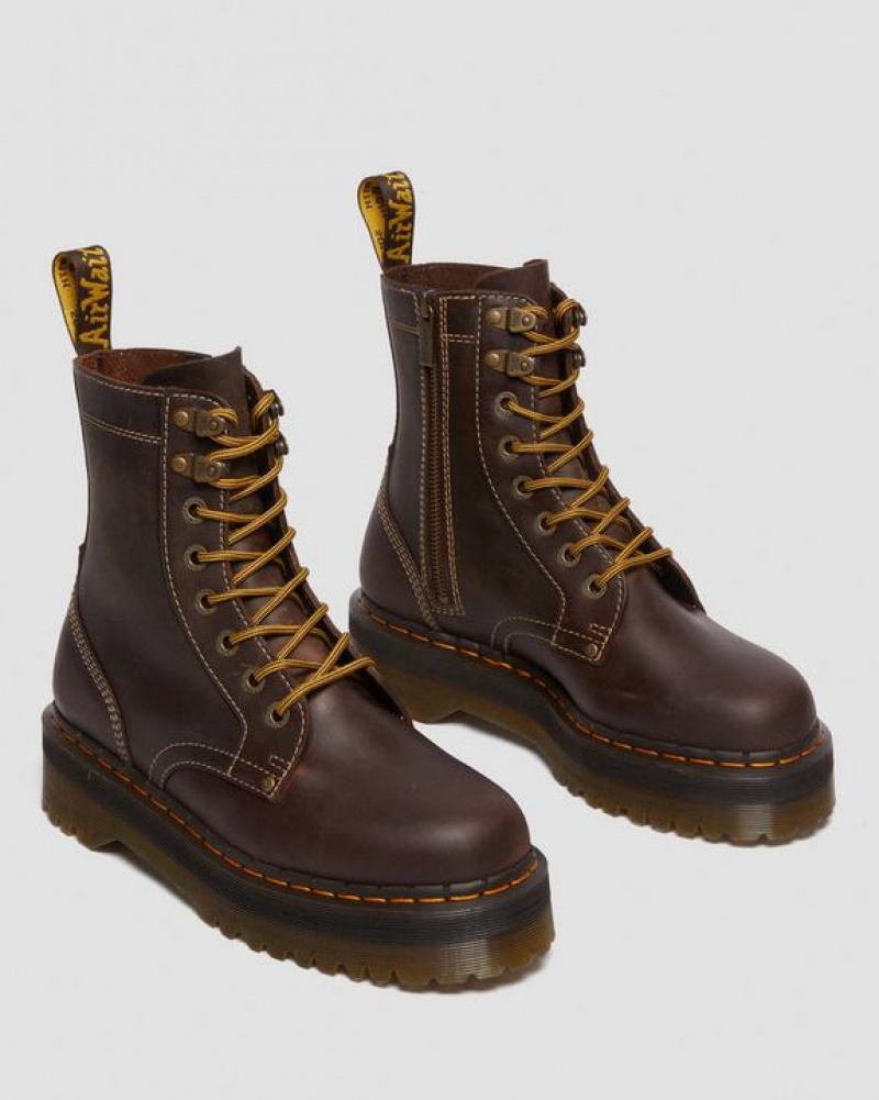 Brown Women's Dr Martens Jadon Boot Arc Crazy Horse Platforms Boots | USA_Dr82830