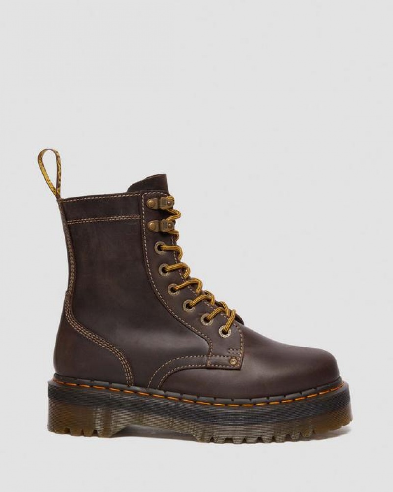 Brown Women's Dr Martens Jadon Boot Arc Crazy Horse Platforms Boots | USA_Dr82830