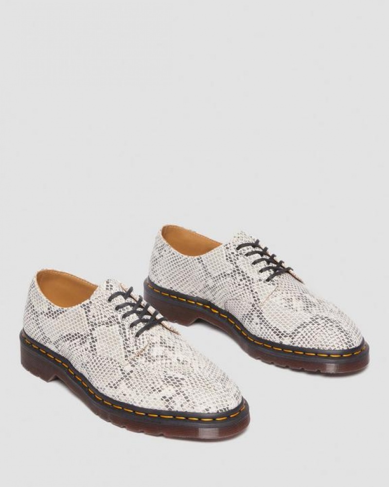 Brown / Black Men's Dr Martens 2046 Snake Print Suede Oxford Shoes | USA_Dr82440