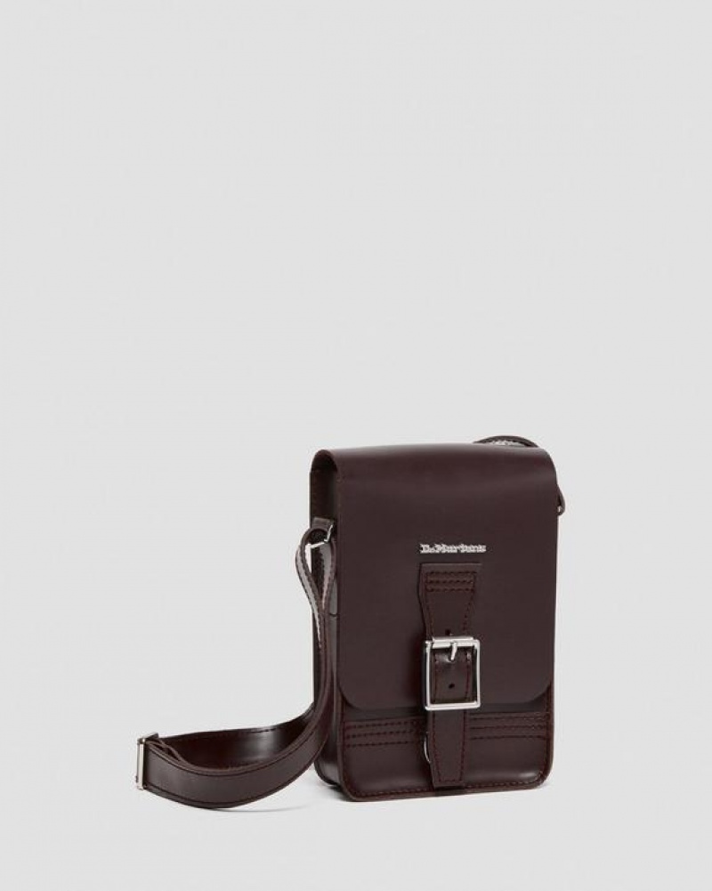 Burgundy Accessories Dr Martens Leather Vertical Crossbody Bags | USA_Dr47573