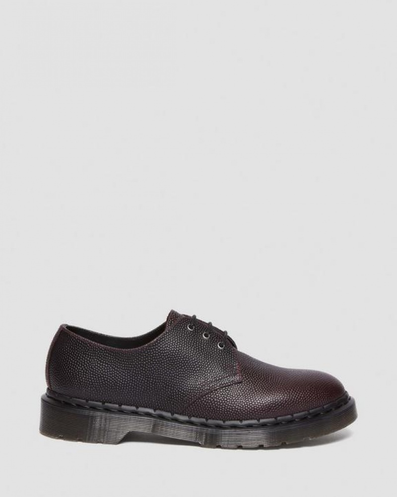 Burgundy Men's Dr Martens 1461 Pebble Grain Leather Oxford Shoes | USA_Dr58445