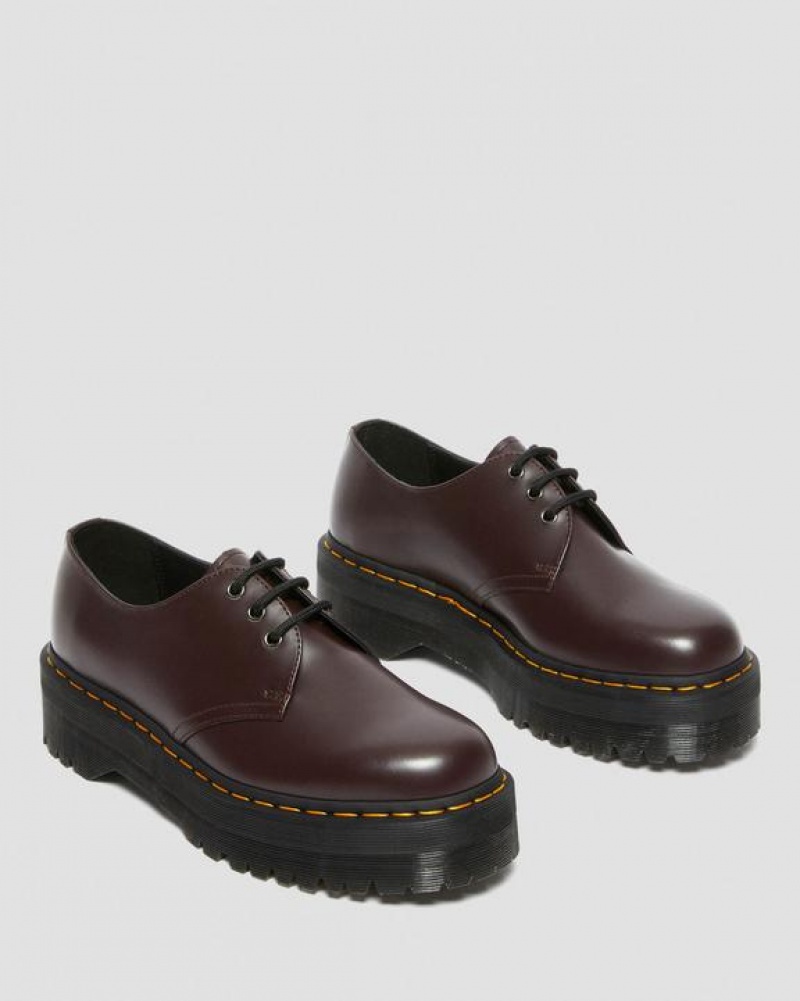 Burgundy Men's Dr Martens 1461 Smooth Leather Shoes | USA_Dr74484