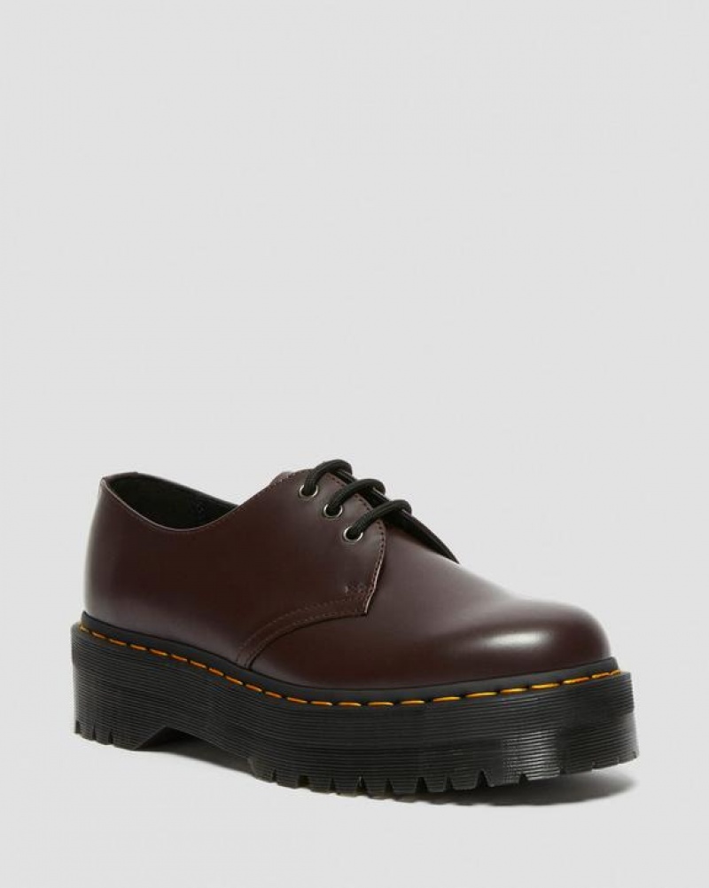 Burgundy Men\'s Dr Martens 1461 Smooth Leather Shoes | USA_Dr74484