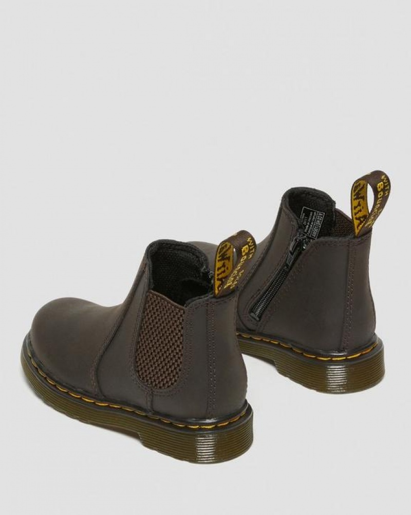 Dark Brown Kids' Dr Martens Toddler 2976 Wildhorse Leather Chelsea Boots | USA_Dr48820