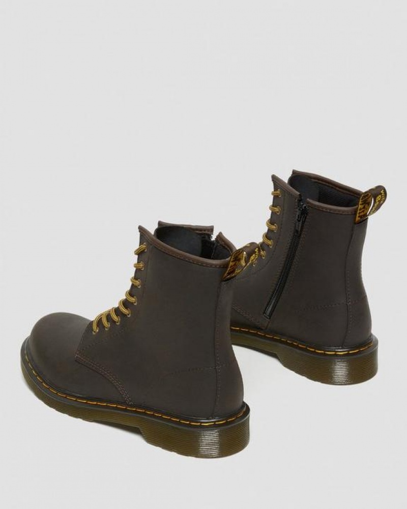 Dark Brown Kids' Dr Martens Youth 1460 Wildhorse Leather Lace Up Boots | USA_Dr30188