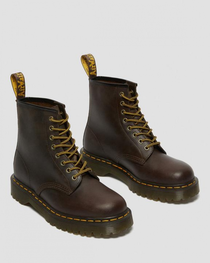 Dark Brown Men's Dr Martens 1460 Bex Crazy Horse Leather Lace Up Platform Shoes | USA_Dr53502