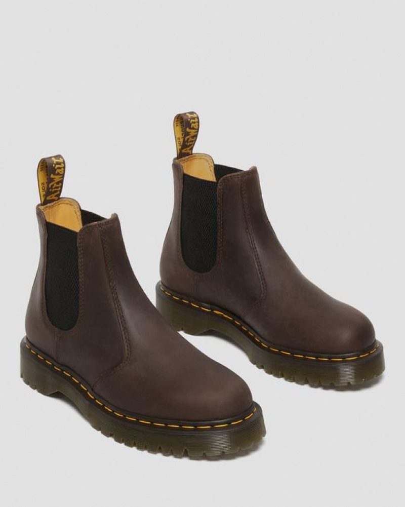 Dark Brown Men's Dr Martens 2976 Bex Crazy Horse Chelsea Platform Shoes | USA_Dr93307