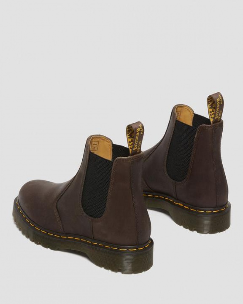 Dark Brown Men's Dr Martens 2976 Bex Crazy Horse Chelsea Platform Shoes | USA_Dr93307