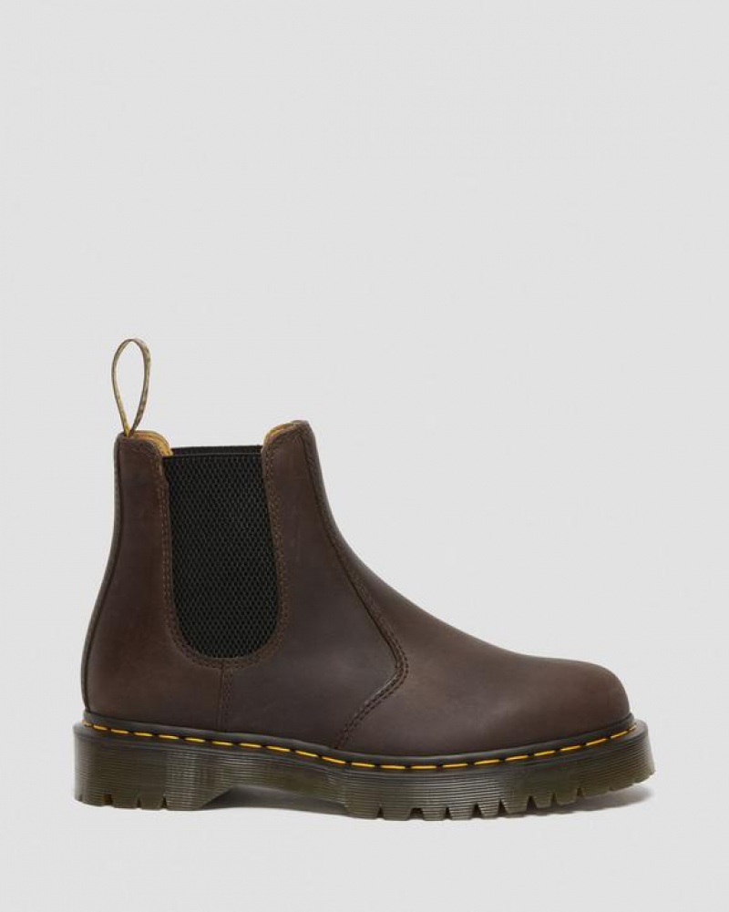 Dark Brown Men's Dr Martens 2976 Bex Crazy Horse Chelsea Platform Shoes | USA_Dr93307