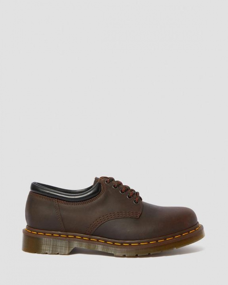 Dark Brown Men's Dr Martens 8053 Crazy Horse Leather Casual Shoes | USA_Dr42354