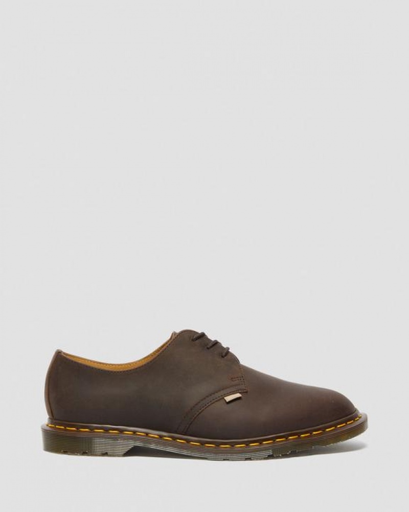 Dark Brown Men's Dr Martens Archie II JJJJound Crazy Horse Leather Lace Up Shoes | USA_Dr49119