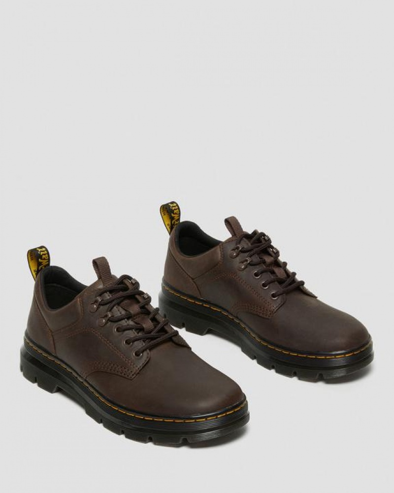 Dark Brown Men's Dr Martens Reeder Crazy Horse Leather Utility Shoes | USA_Dr65276