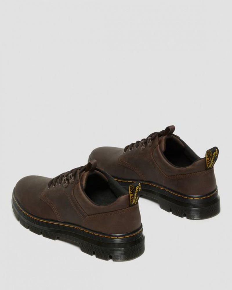 Dark Brown Men's Dr Martens Reeder Crazy Horse Leather Utility Shoes | USA_Dr65276