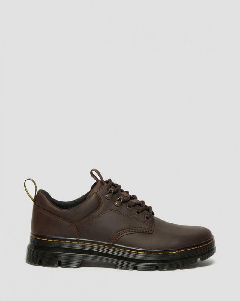 Dark Brown Men's Dr Martens Reeder Crazy Horse Leather Utility Shoes | USA_Dr65276