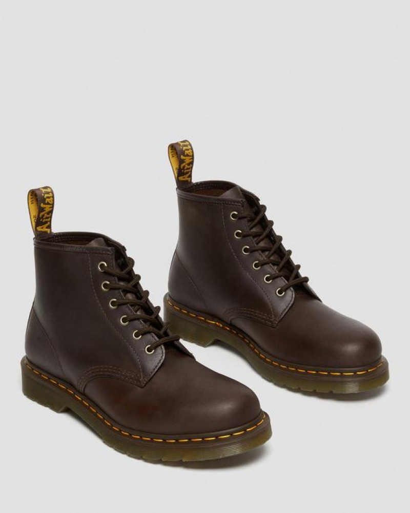 Dark Brown Women's Dr Martens 101 Crazy Horse Leather Ankle Boots | USA_Dr20136