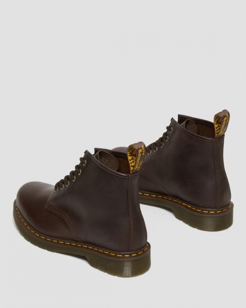 Dark Brown Women's Dr Martens 101 Crazy Horse Leather Ankle Boots | USA_Dr20136