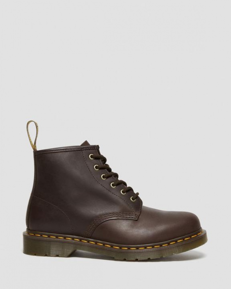 Dark Brown Women's Dr Martens 101 Crazy Horse Leather Ankle Boots | USA_Dr20136