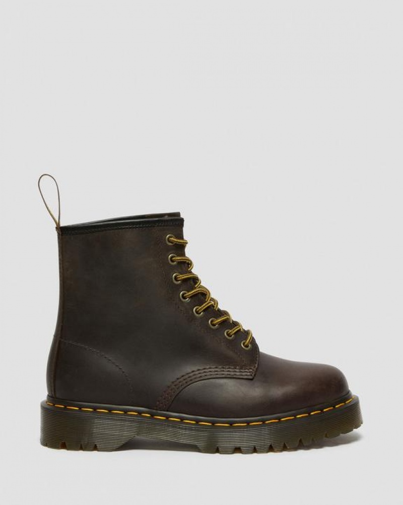 Dark Brown Women's Dr Martens 1460 Bex Crazy Horse Leather Lace Up Boots | USA_Dr34700