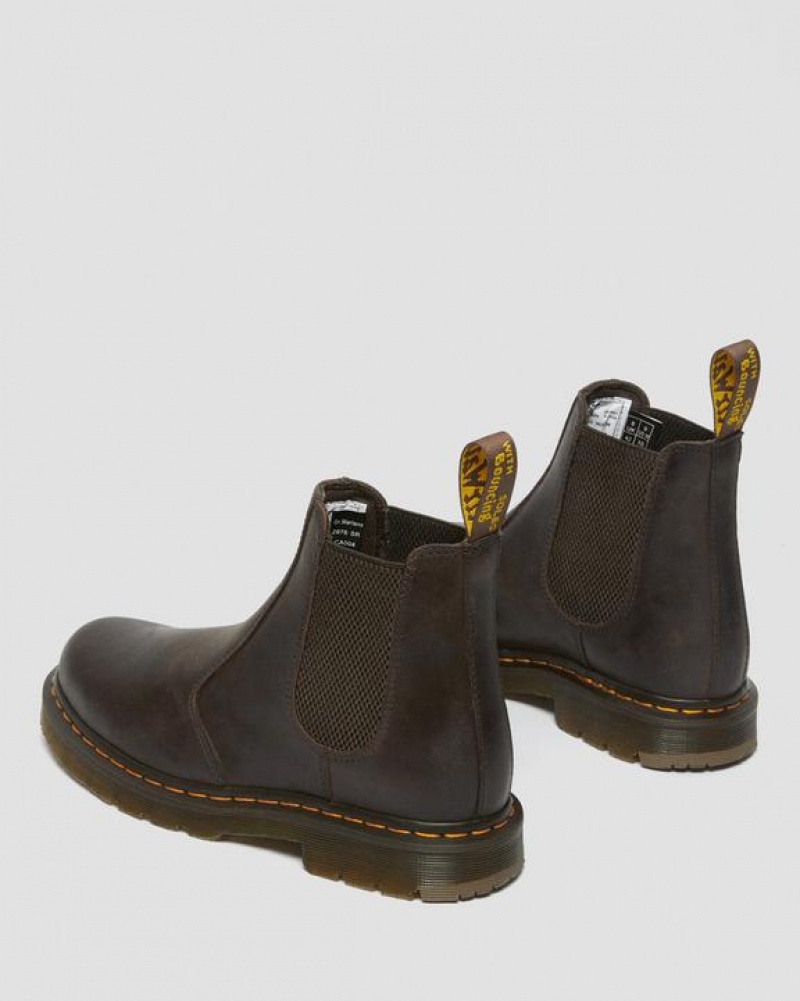 Dark Brown Women's Dr Martens 2976 Slip Resistant Leather Chelsea Boots | USA_Dr37965