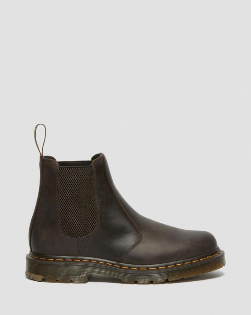 Dark Brown Women's Dr Martens 2976 Slip Resistant Leather Chelsea Boots | USA_Dr37965