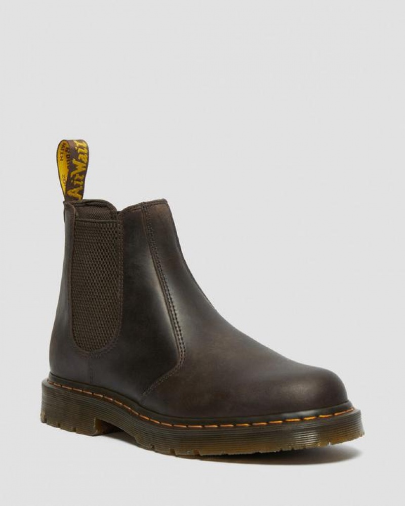 Dark Brown Women\'s Dr Martens 2976 Slip Resistant Leather Chelsea Boots | USA_Dr37965