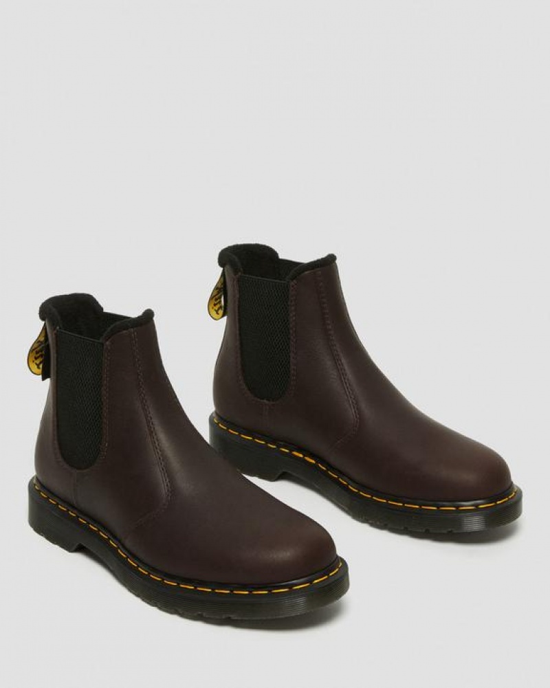 Dark Brown Women's Dr Martens 2976 Warmwair Leather Chelsea Boots | USA_Dr69721