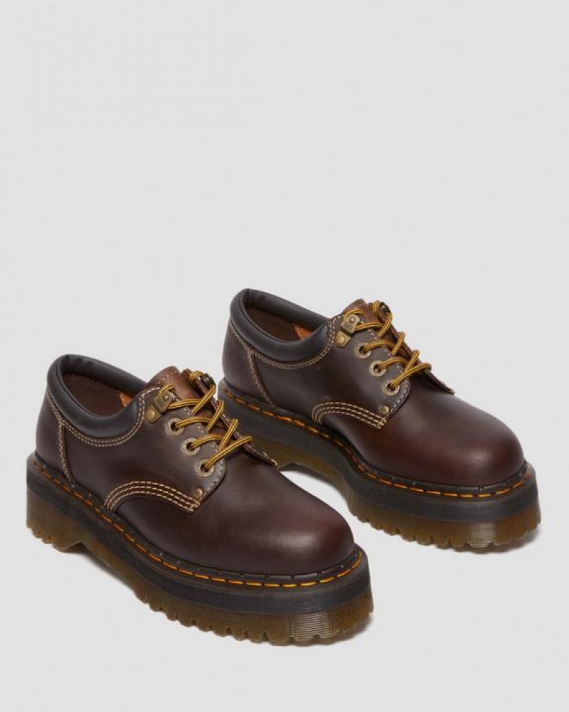 Dark Brown Women's Dr Martens 8053 Arc Crazy Horse Leather Platform Casual Shoes | USA_Dr30335