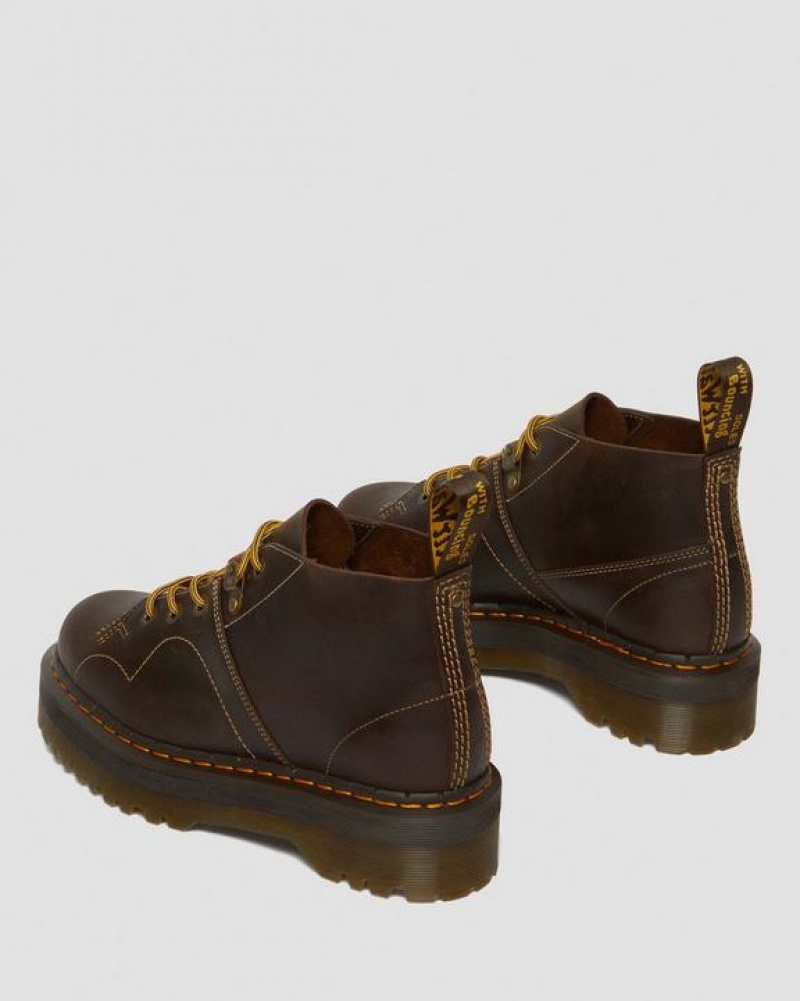 Dark Brown Women's Dr Martens Church Arc Crazy Horse Platform Monkey Boots | USA_Dr98802