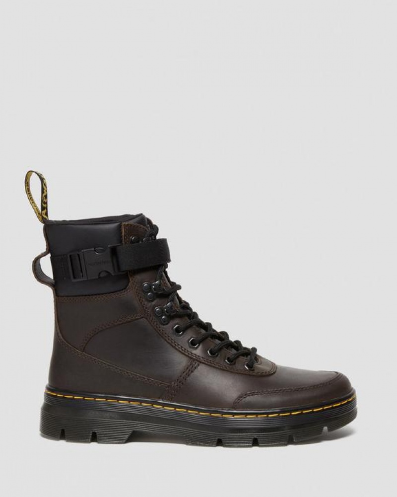 Dark Brown Women's Dr Martens Combs Tech Crazy Horse Leather Casual Boots | USA_Dr43601