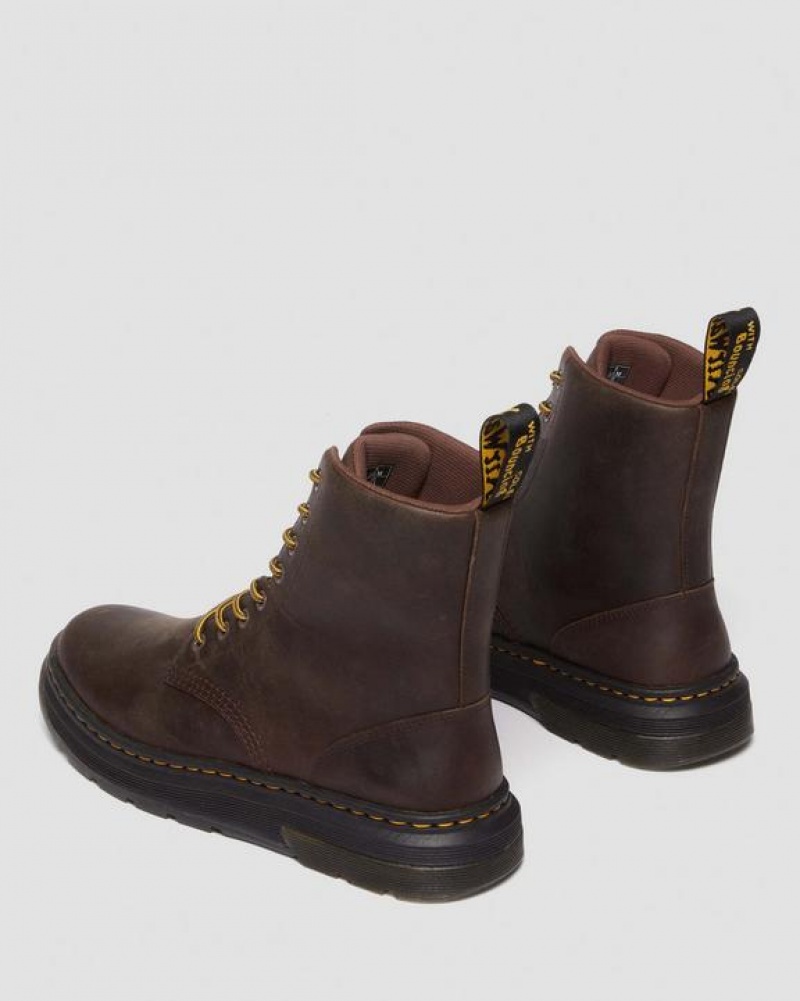 Dark Brown Women's Dr Martens Crewson Crazy Horse Leather Everyday Boots | USA_Dr72597