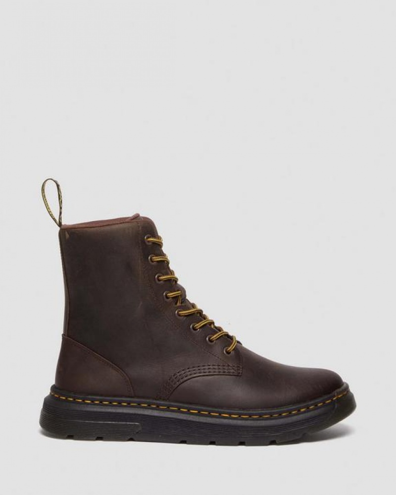 Dark Brown Women's Dr Martens Crewson Crazy Horse Leather Everyday Boots | USA_Dr72597