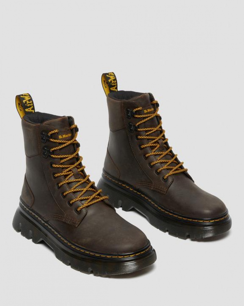 Dark Brown Women's Dr Martens Tarik Crazy Horse Leather Utility Boots | USA_Dr35643