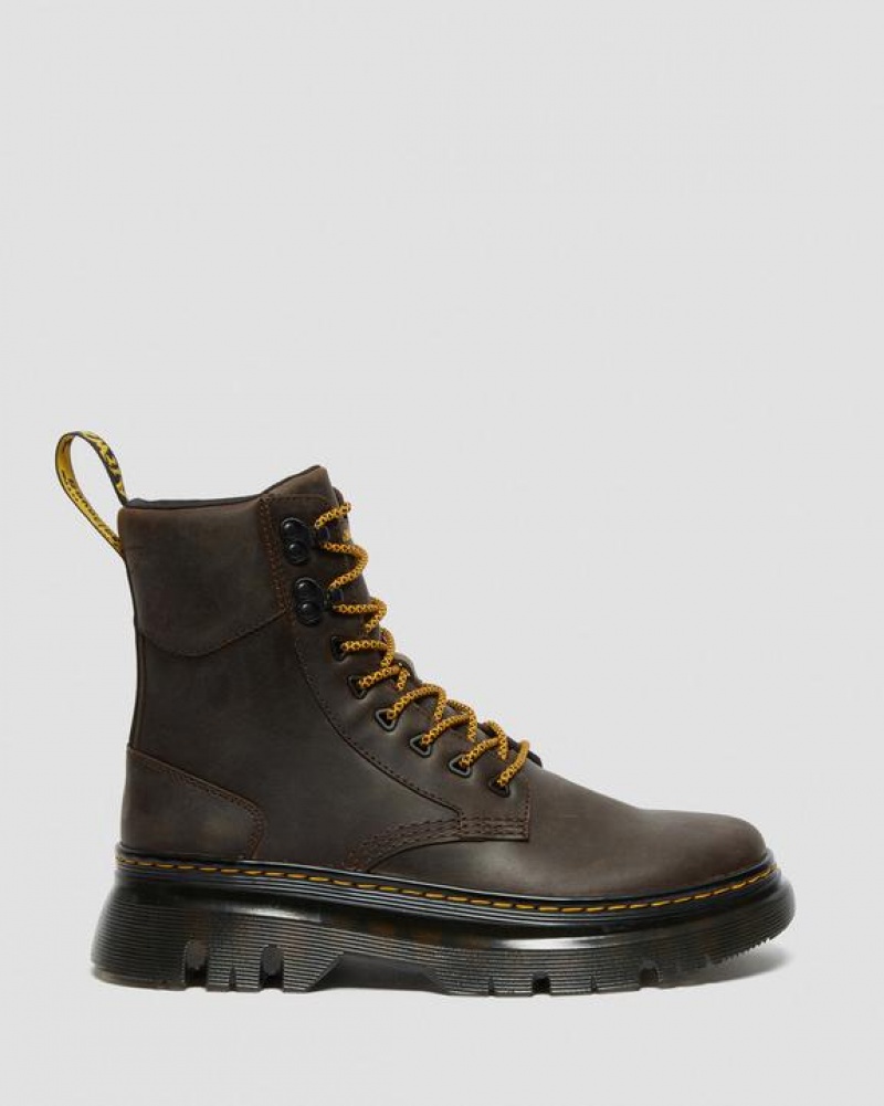 Dark Brown Women's Dr Martens Tarik Crazy Horse Leather Utility Boots | USA_Dr35643