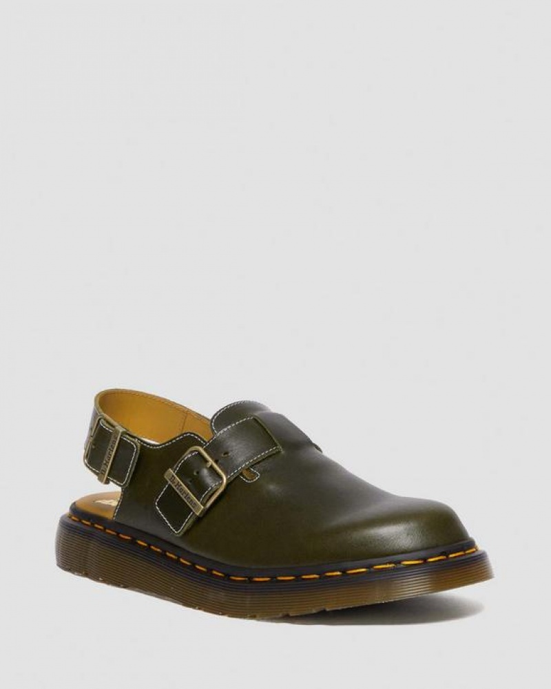 Dark Green Men\'s Dr Martens Jorge Made in England Classic Leather Slingback Shoes | USA_Dr79752