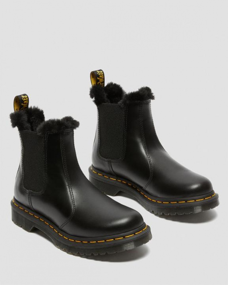 Dark Grey Women's Dr Martens 2976 Leonore Faux Fur Lined Chelsea Boots | USA_Dr27416