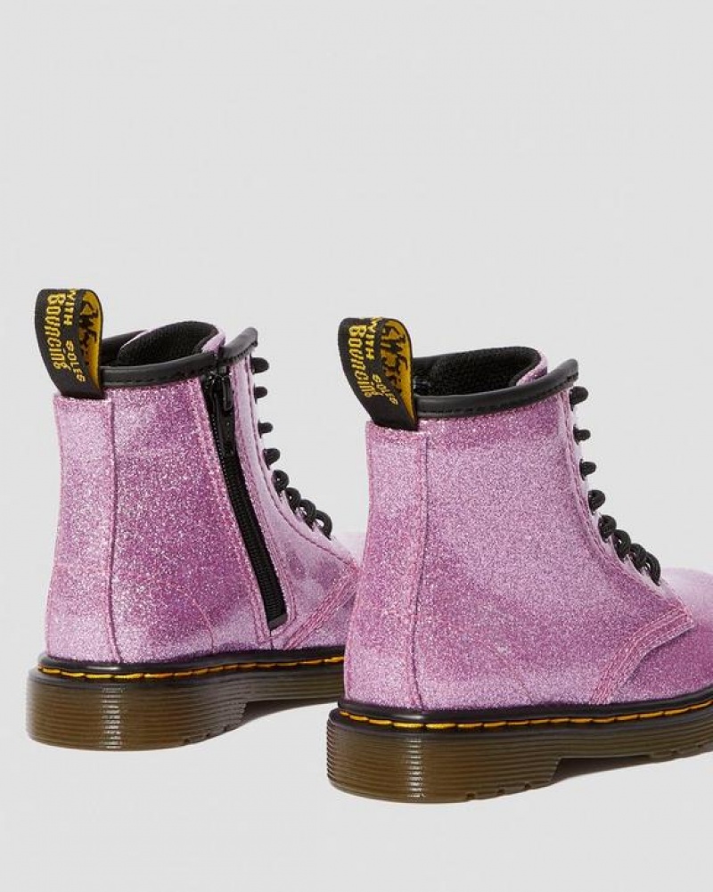 Dark Pink Kids' Dr Martens Toddler 1460 Glitter Lace Up Boots | USA_Dr52611