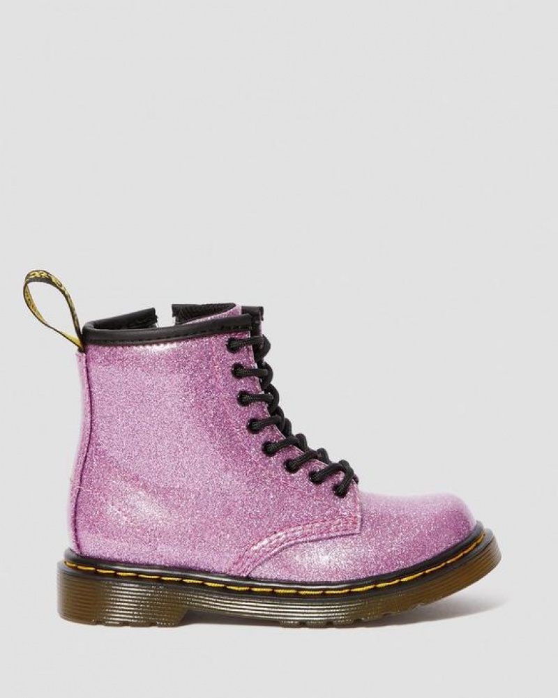 Dark Pink Kids' Dr Martens Toddler 1460 Glitter Lace Up Boots | USA_Dr52611