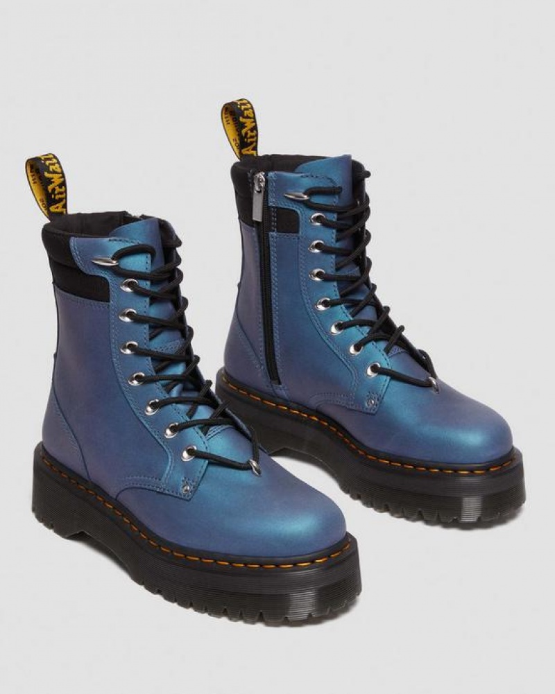 Deep Blue Men's Dr Martens Jadon II Boot Hardware Pull Up Leather Platform Shoes | USA_Dr27060