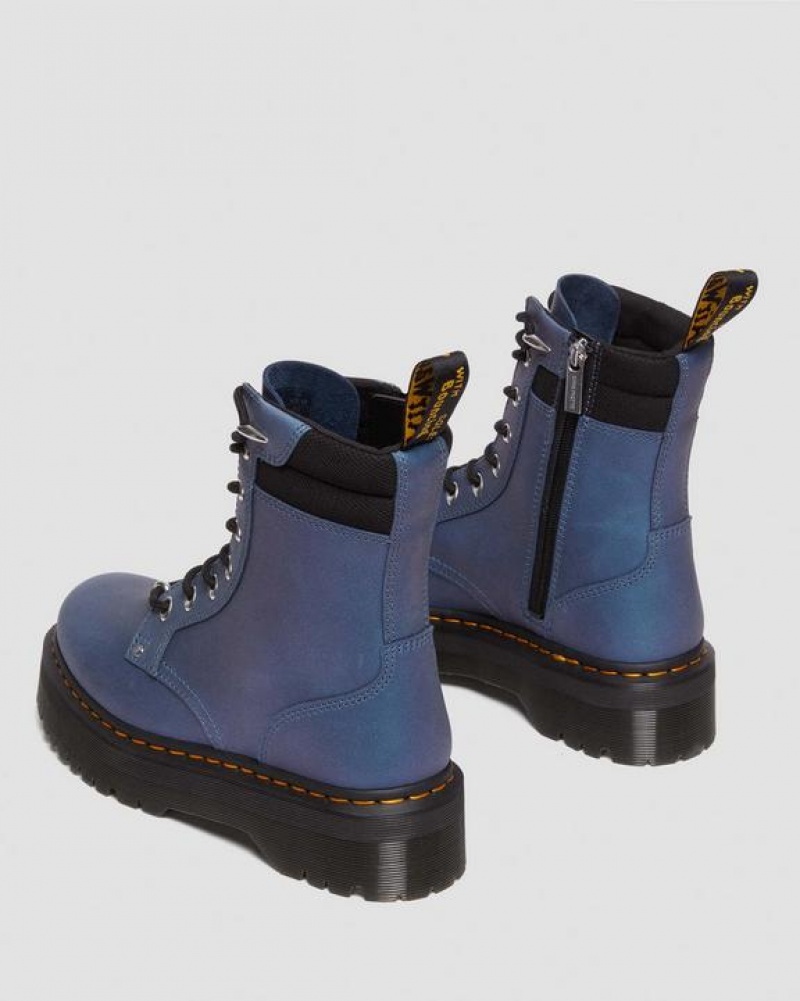 Deep Blue Men's Dr Martens Jadon II Boot Hardware Pull Up Leather Platform Shoes | USA_Dr27060