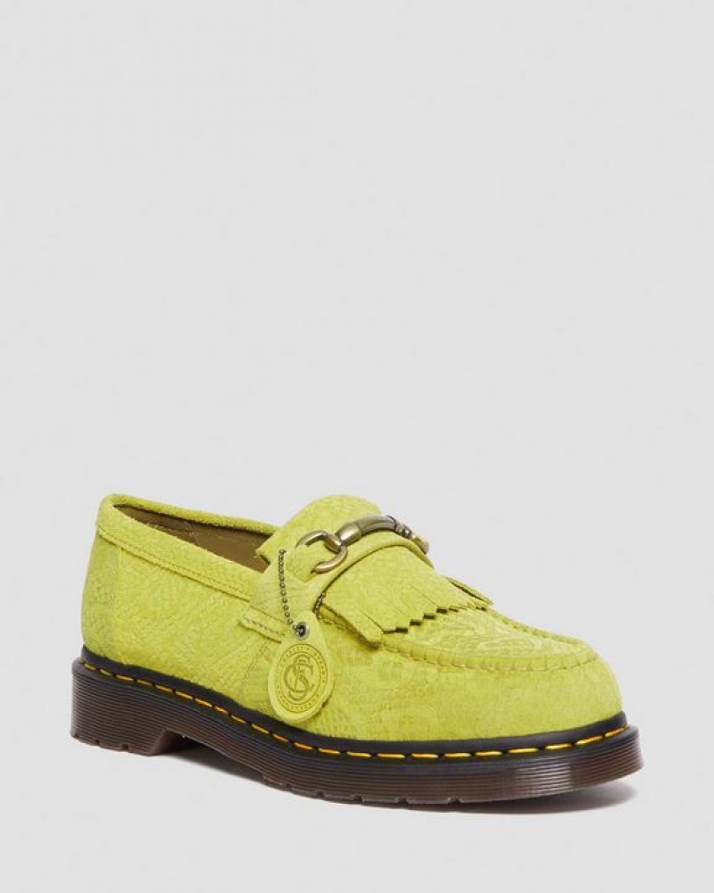 Green Men\'s Dr Martens Adrian Snaffle Repello Emboss Suede Kiltie Shoes | USA_Dr82991