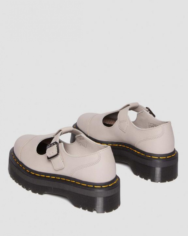 Grey Brown Men's Dr Martens Bethan Pisa Leather Mary Jane Platform Shoes | USA_Dr75104